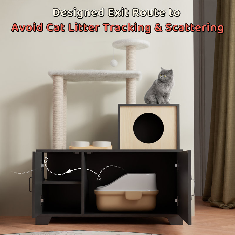 Tucker Murphy Pet™ Litter Box Enclosure With Cat Tree, Cat Litter Box